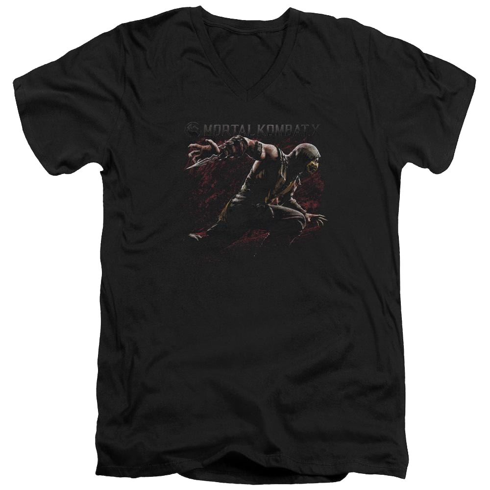 Mortal Kombat Scorpion Lunge Men's V-Neck T-Shirt Men's V-Neck T-Shirt Mortal Kombat   