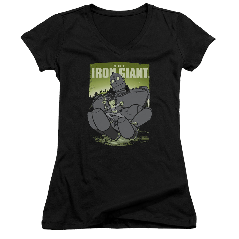 Iron Giant, The Helping Hand - Juniors V-Neck T-Shirt Juniors V-Neck T-Shirt The Iron Giant   