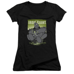 Iron Giant, The Helping Hand - Juniors V-Neck T-Shirt Juniors V-Neck T-Shirt The Iron Giant   
