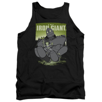 Black men's tank with The Iron Giant Helping Hand graphic