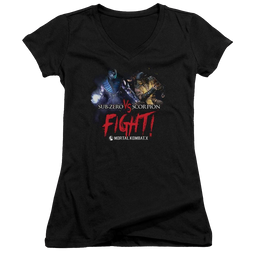 Mortal Kombat Fight Juniors V-Neck T-Shirt Juniors V-Neck T-Shirt Mortal Kombat   