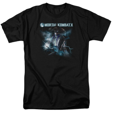 Black men's regular fit t-shirt with Mortal Kombat Raiden graphic