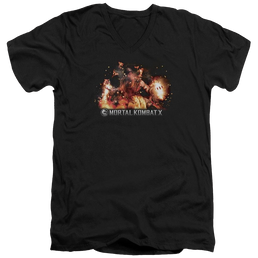 Mortal Kombat Scorpio Flames Men's V-Neck T-Shirt Men's V-Neck T-Shirt Mortal Kombat   