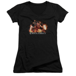 Mortal Kombat Scorpio Flames Juniors V-Neck T-Shirt Juniors V-Neck T-Shirt Mortal Kombat   