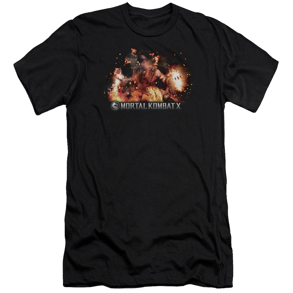 Mortal Kombat Scorpio Flames Men's Premium Slim Fit T-Shirt Men's Premium Slim Fit T-Shirt Mortal Kombat   