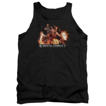 Black men's tank with Mortal Kombat Scorpio Flames graphic