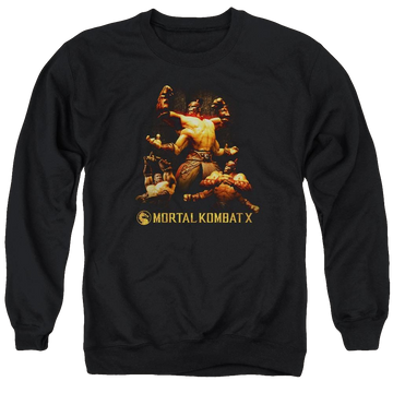 Black men's crewneck sweatshirt with Mortal Kombat Goro graphic