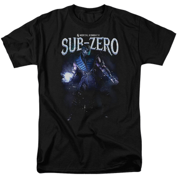 Black men's regular fit t-shirt with Mortal Kombat Sub-zero graphic