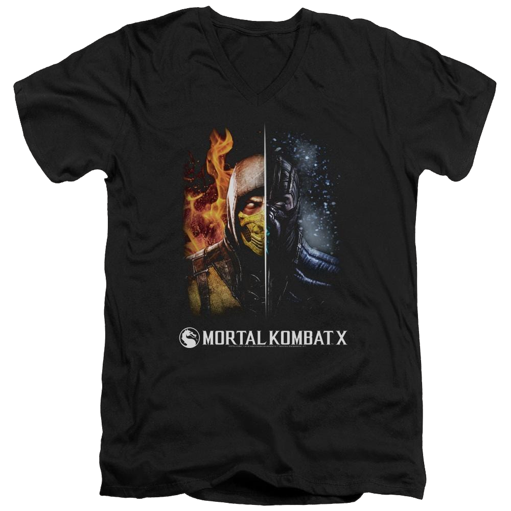 Mortal Kombat Fire And Ice Men's V-Neck T-Shirt Men's V-Neck T-Shirt Mortal Kombat   