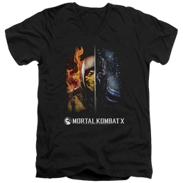 Mortal Kombat Fire And Ice Men's V-Neck T-Shirt Men's V-Neck T-Shirt Mortal Kombat   