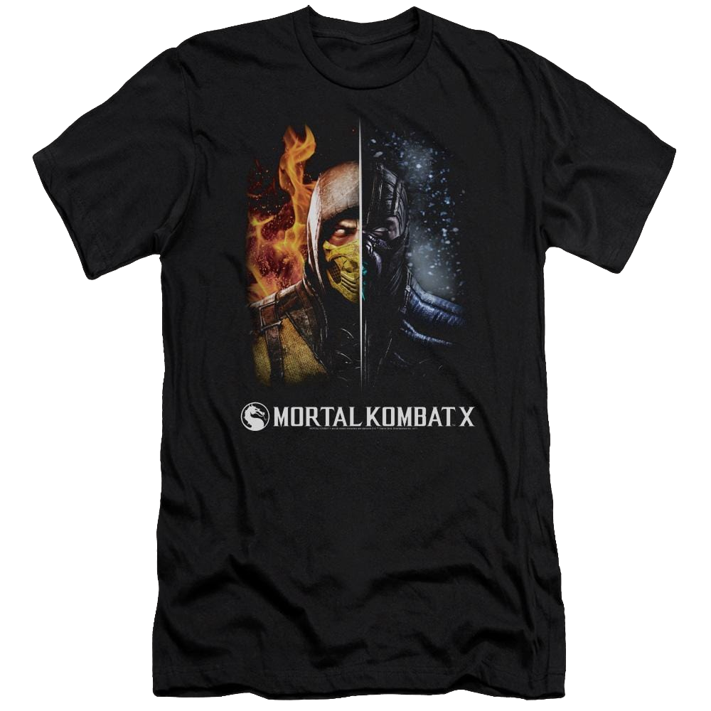 Mortal Kombat Fire And Ice Premium Adult Slim Fit T-Shirt Men's Premium Slim Fit T-Shirt Mortal Kombat   