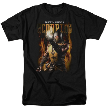 Black men's regular fit t-shirt with Mortal Kombat Scorpion graphic