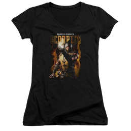 Mortal Kombat Scorpion Juniors V-Neck T-Shirt Juniors V-Neck T-Shirt Mortal Kombat   