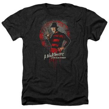 Charcoal men's heather t-shirt with A Nightmare on Elm Street This Is God graphic