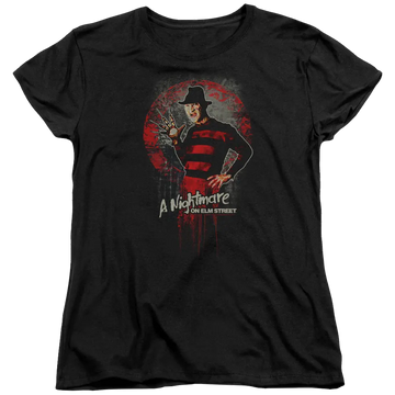 Black women's t-shirt with A Nightmare on Elm Street This Is God graphic