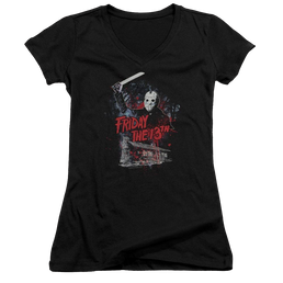 Friday The 13th Cabin - Juniors V-Neck T-Shirt Juniors V-Neck T-Shirt Friday The 13th   