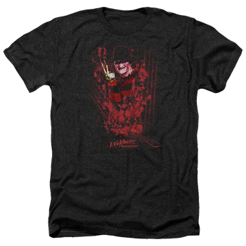 Charcoal men's heather t-shirt with A Nightmare on Elm Street One Two Freddys Coming For You graphic