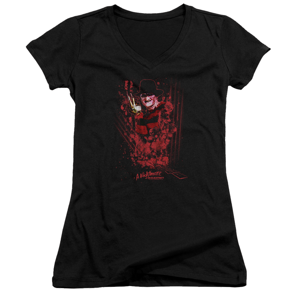 A Nightmare on Elm Street One Two Freddys Coming For You - Juniors V-Neck T-Shirt Juniors V-Neck T-Shirt A Nightmare on Elm Street   