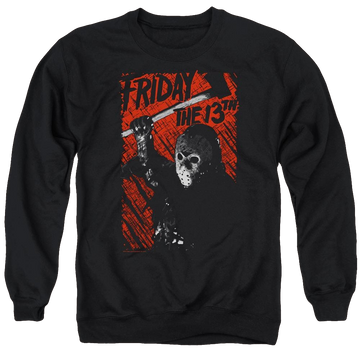 Black men's crewneck sweatshirt with Friday The 13th Jason Lives graphic