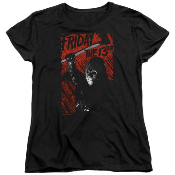 Black women's t-shirt with Friday The 13th Jason Lives graphic