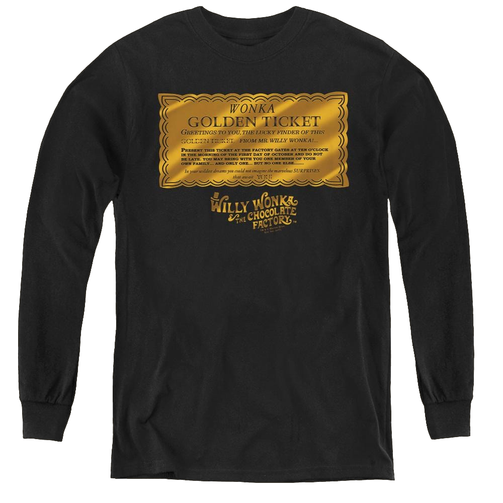 Willy Wonka And The Chocolate Factory Golden Ticket - Youth Long Sleeve T-Shirt Youth Long Sleeve T-Shirt Willy Wonka and the Chocolate Factory   