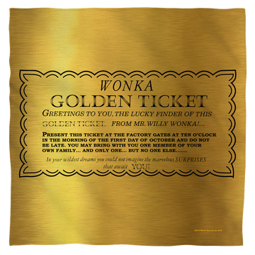 Willy Wonka and the Chocolate Factory I Got A Golden Ticket bandana