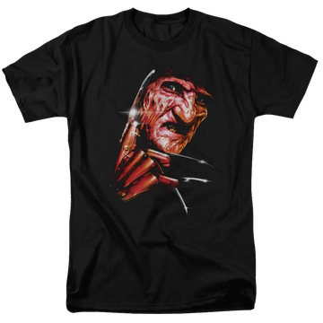 Black men's regular fit t-shirt with A Nightmare on Elm Street Freddys Face graphic