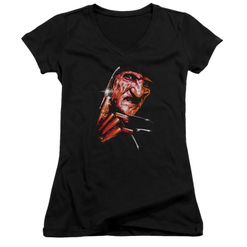 A Nightmare on Elm Street Freddys Face - Juniors V-Neck T-Shirt A Nightmare on Elm Street