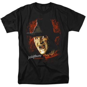 Black men's regular fit t-shirt with A Nightmare on Elm Street Worst Nightmare graphic