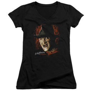 A Nightmare on Elm Street Worst Nightmare - Juniors V-Neck T-Shirt A Nightmare on Elm Street