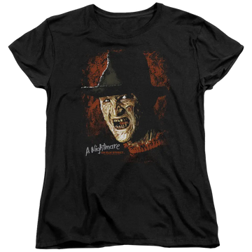 Black women's t-shirt with A Nightmare on Elm Street Worst Nightmare graphic