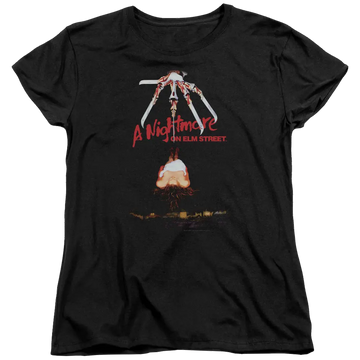 Black women's t-shirt with A Nightmare on Elm Street Alternate Poster graphic