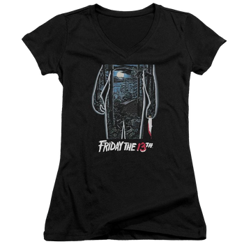 Friday The 13th 13th Poster - Juniors V-Neck T-Shirt Juniors V-Neck T-Shirt Friday The 13th   