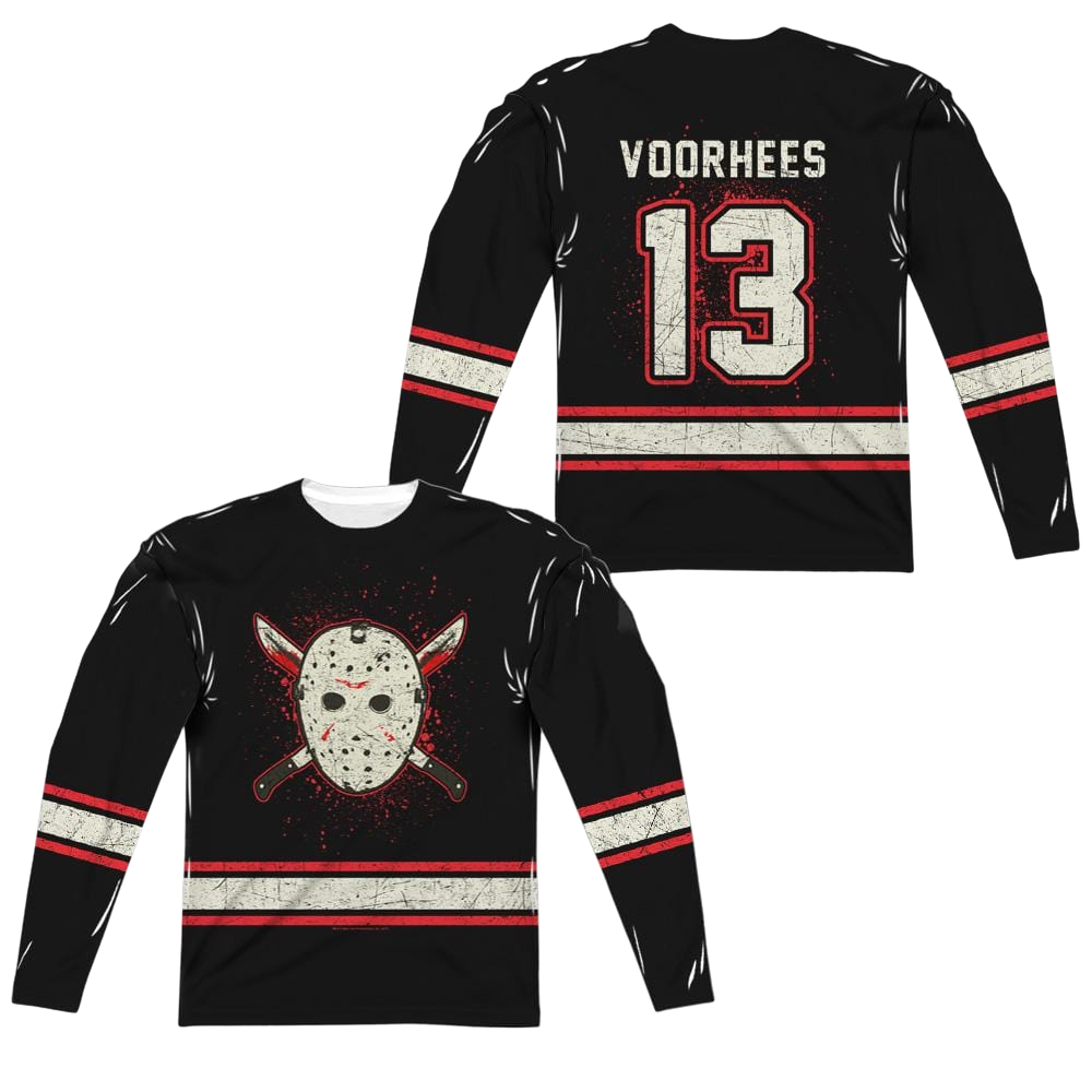 Friday The 13th Voorhees Jersey - Men's All-Over Print Long Sleeve T-Shirt Men's All-Over Print Long Sleeve Friday The 13th   