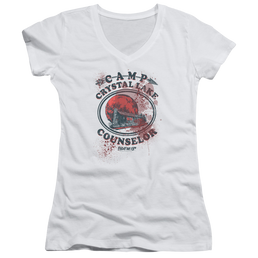 Friday The 13th Camp Counselor Victim - Juniors V-Neck T-Shirt Juniors V-Neck T-Shirt Friday The 13th   