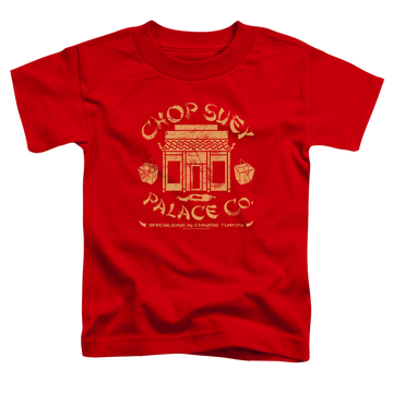 Red toddler t-shirt with A Christmas Story Christmas Chop Suey Palace Co graphic