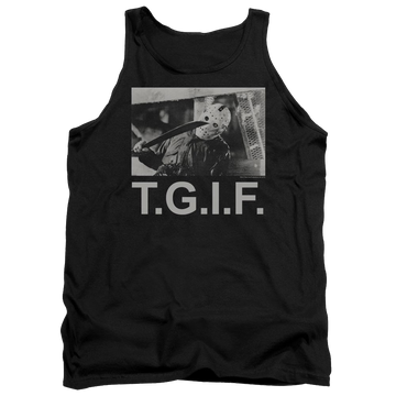 Black men's tank with Friday The 13th Tgif graphic