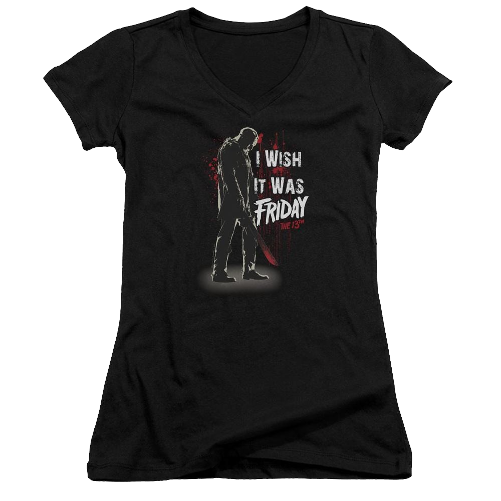 Friday The 13th I Wish It Was Friday - Juniors V-Neck T-Shirt Juniors V-Neck T-Shirt Friday The 13th   