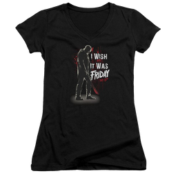 Friday The 13th I Wish It Was Friday - Juniors V-Neck T-Shirt Juniors V-Neck T-Shirt Friday The 13th   