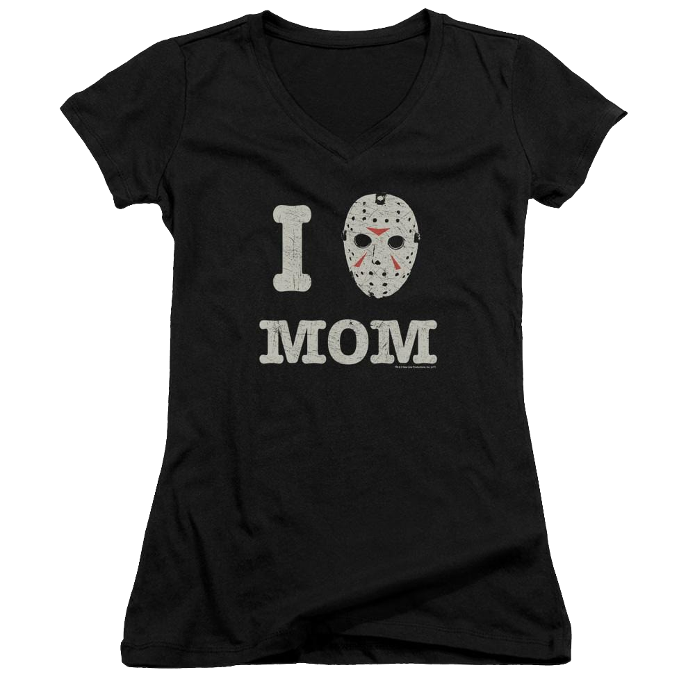 Friday The 13th Mommas Boy - Juniors V-Neck T-Shirt Juniors V-Neck T-Shirt Friday The 13th   