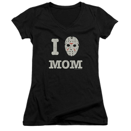Friday The 13th Mommas Boy - Juniors V-Neck T-Shirt Juniors V-Neck T-Shirt Friday The 13th   