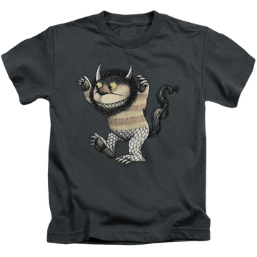 Charcoal kid's t-shirt for ages 4 to 7 with Where The Wild Things Are Carol graphic