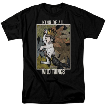 Black men's regular fit t-shirt with Where The Wild Things Are King Of All Wild Things graphic