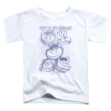 White toddler t-shirt with Where The Wild Things Are Wild Sketch graphic