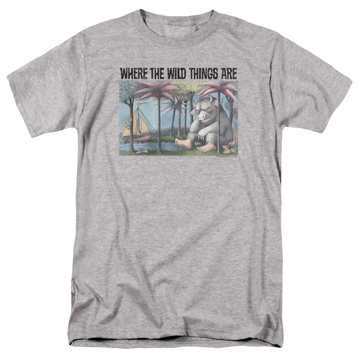 Athletic heather men's regular fit t-shirt with Where The Wild Things Are Cover Art graphic