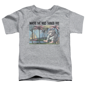 Athletic heather toddler t-shirt with Where The Wild Things Are Cover Art graphic