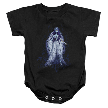 Black baby bodysuit with Corpse Bride Vines graphic
