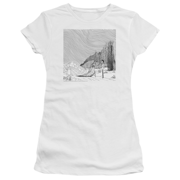White juniors t-shirt with Corpse Bride My Darling graphic