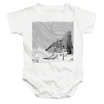 White baby bodysuit with Corpse Bride My Darling graphic