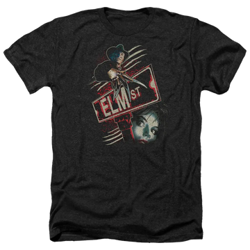 Charcoal men's heather t-shirt with A Nightmare on Elm Street Elm St graphic